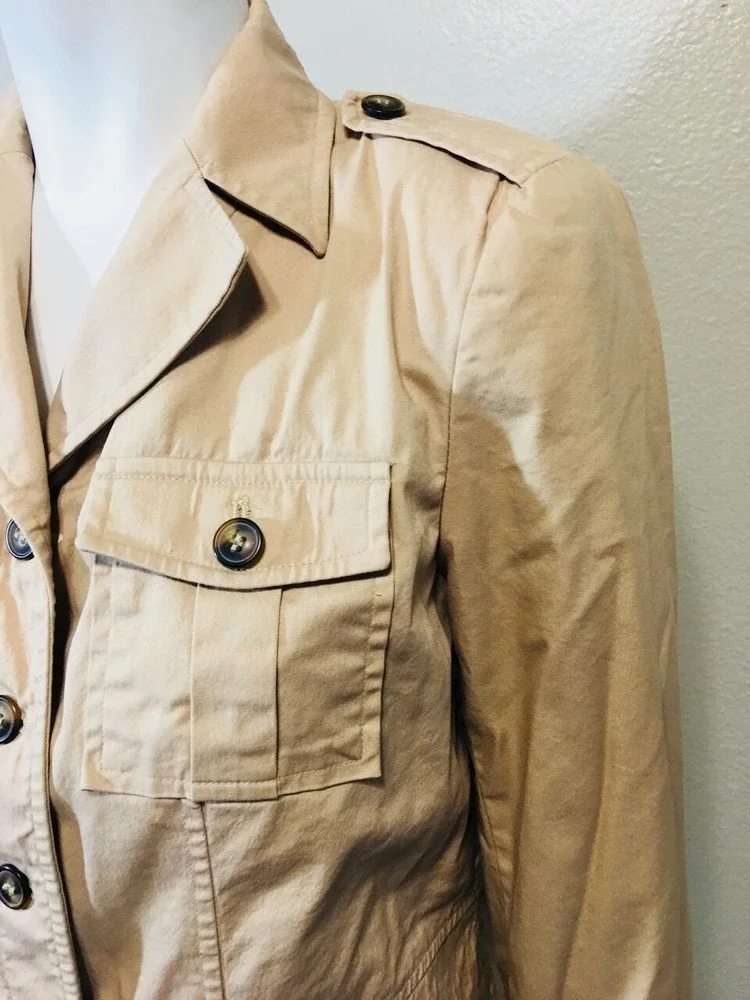 APOSTROPHE Sz 4 Coat Brown Beige Utility Jacket - Picture 9 of 10